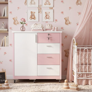 Tủ Quần Áo Đa Năng Cho Bé – Gỗ MDF Lõi Xanh Chống Ẩm (Tone Hồng Pastel & Trắng) - Ảnh 2