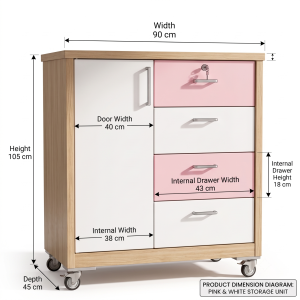 Tủ Quần Áo Đa Năng Cho Bé – Gỗ MDF Lõi Xanh Chống Ẩm (Tone Hồng Pastel & Trắng) - Ảnh 3