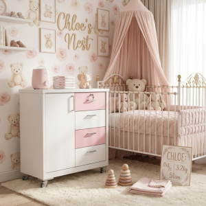 Tủ Quần Áo Đa Năng Cho Bé – Gỗ MDF Lõi Xanh Chống Ẩm (Tone Hồng Pastel & Trắng) - Ảnh 5