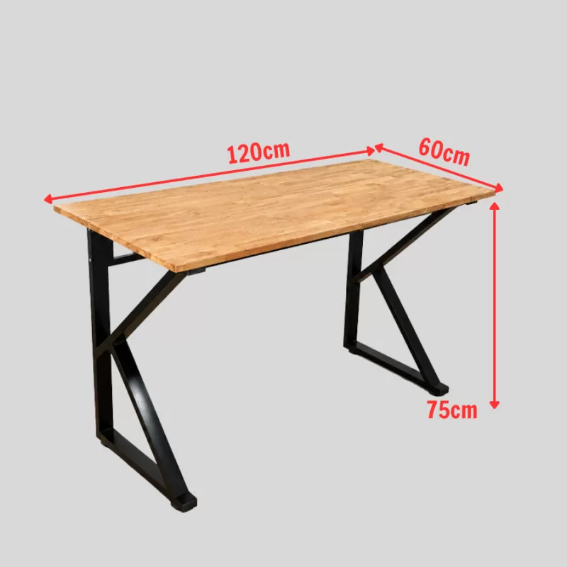 Bàn Làm Việc / Bàn Máy Tính Chân Sắt Chữ K Mặt Gỗ Tự Nhiên (120x60x75cm) - Ảnh 3
