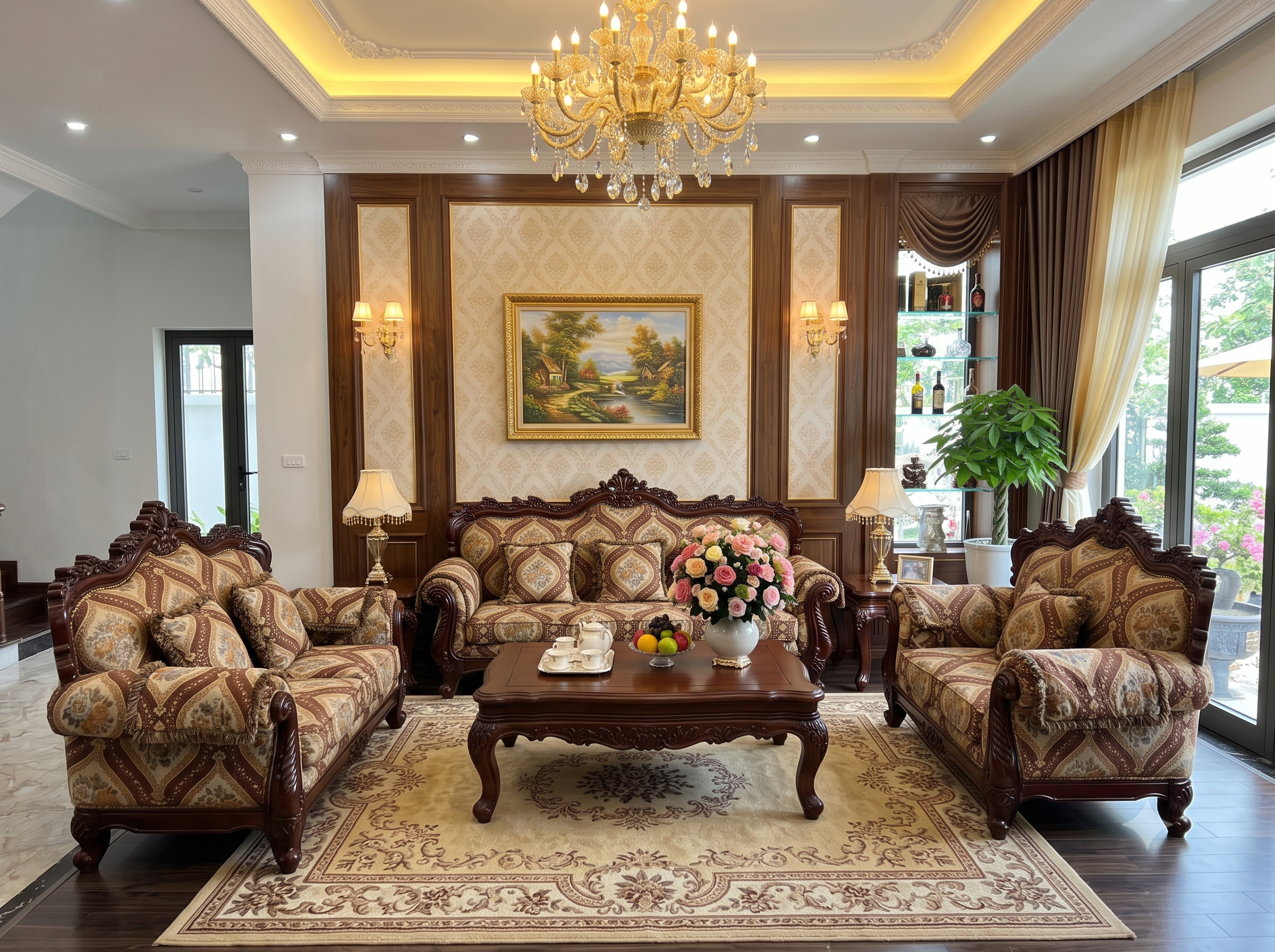 BỘ SOFA GỖ CỔ ĐIỂN HOÀNG GIA CAO CẤP – ĐỈNH CAO SỰ SANG TRỌNG VÀ ĐẲNG CẤP CHO PHÒNG KHÁCH - Ảnh 4