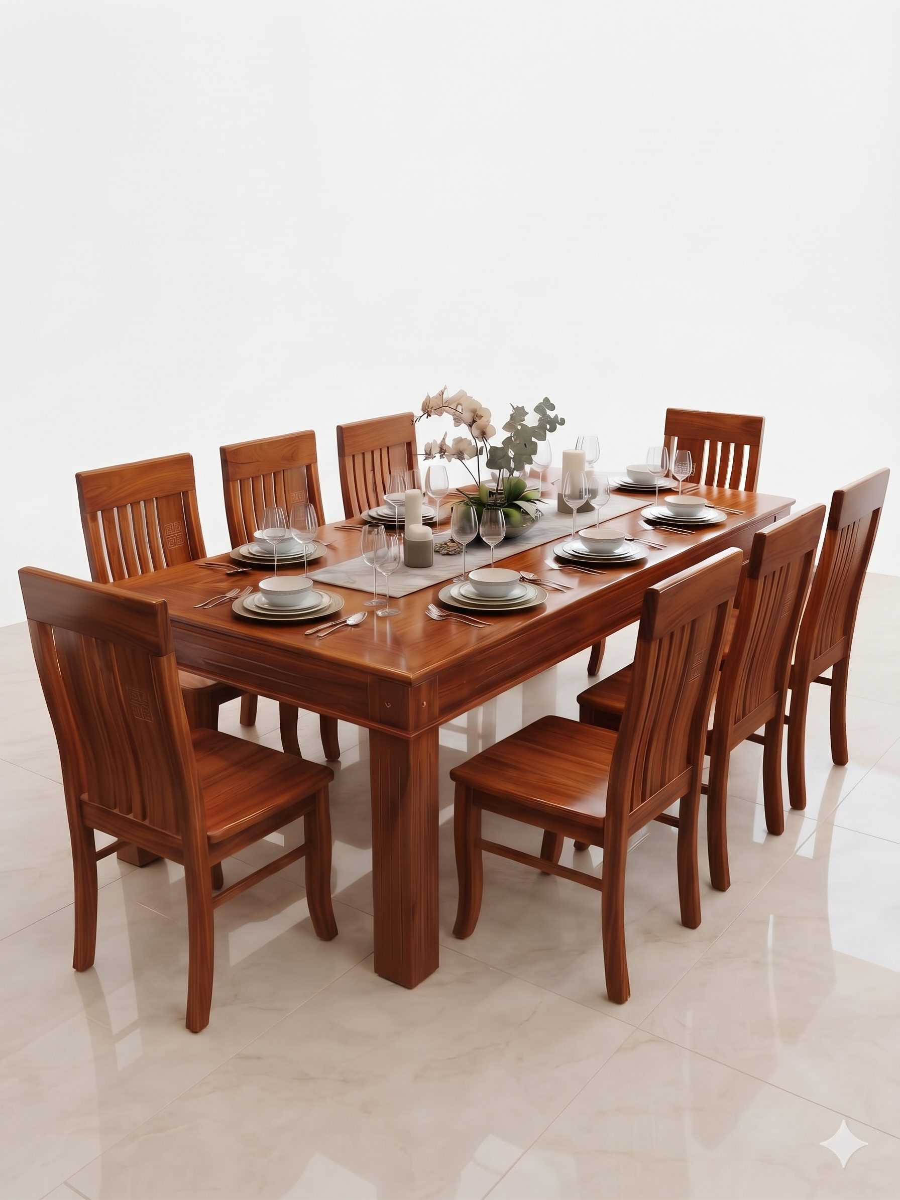 Bộ Bàn Ăn 8 Ghế Gỗ Căm Xe Cao Cấp – Đẳng Cấp Sang Trọng Cho Không Gian Bếp