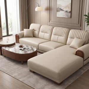 BỘ SOFA GÓC L BỌC DA CAO CẤP KÈM BÀN TRÀ THÔNG MINH MẶT ĐÁ - Ảnh 3