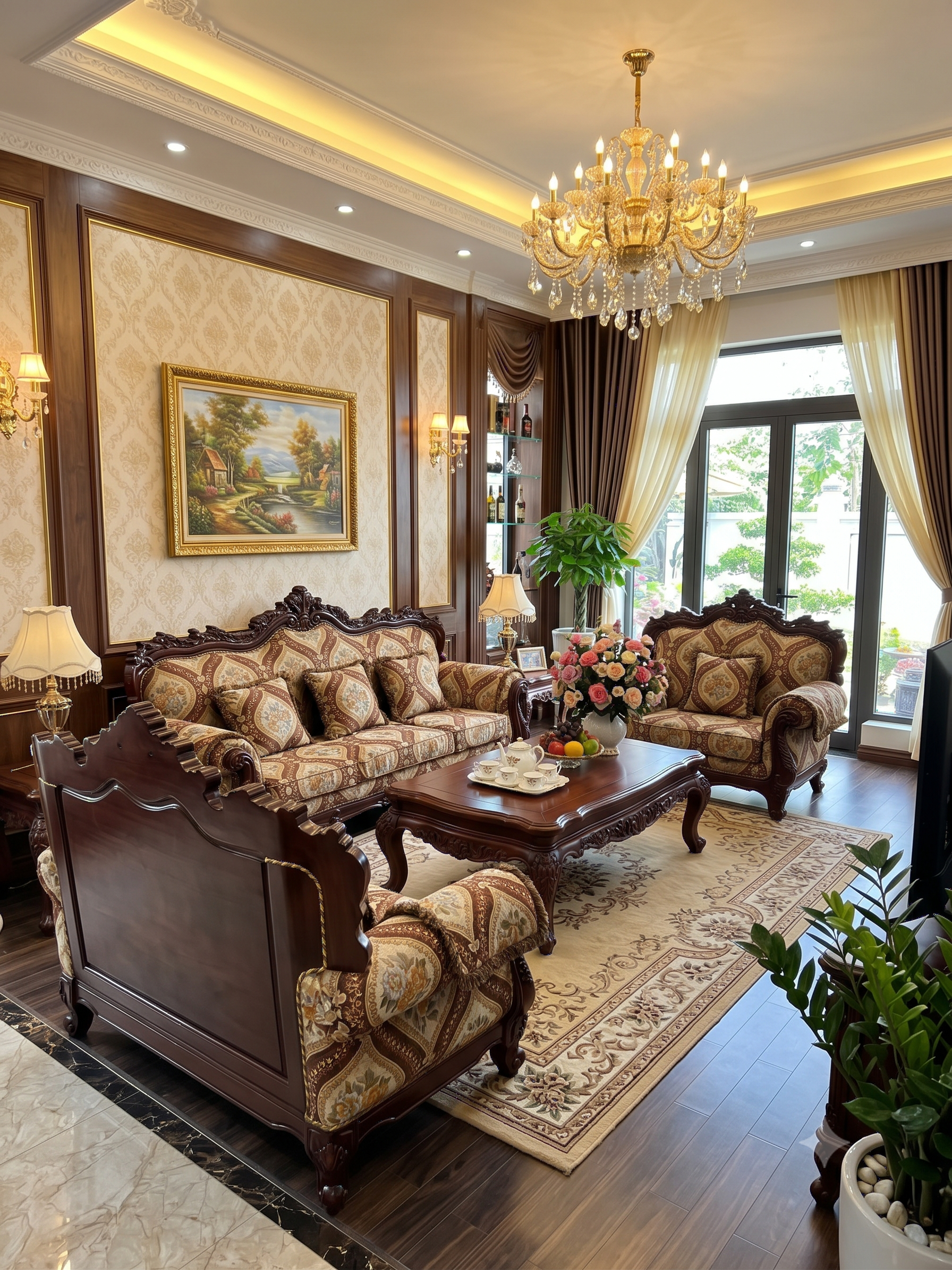 BỘ SOFA GỖ CỔ ĐIỂN HOÀNG GIA CAO CẤP – ĐỈNH CAO SỰ SANG TRỌNG VÀ ĐẲNG CẤP CHO PHÒNG KHÁCH - Ảnh 2