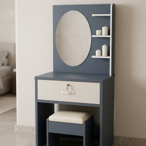 BÀN TRANG ĐIỂM HIỆN ĐẠI TÍCH HỢP GƯƠNG OVAL VÀ GHẾ ĐÔN SANG TRỌNG - Ảnh 3