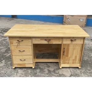 BÀN LÀM VIỆC TỰ NHIÊN GỖ THÔNG GHÉP THANH CAO CẤP (CÓ HỘC TỦ VÀ KHÓA) - Ảnh 2